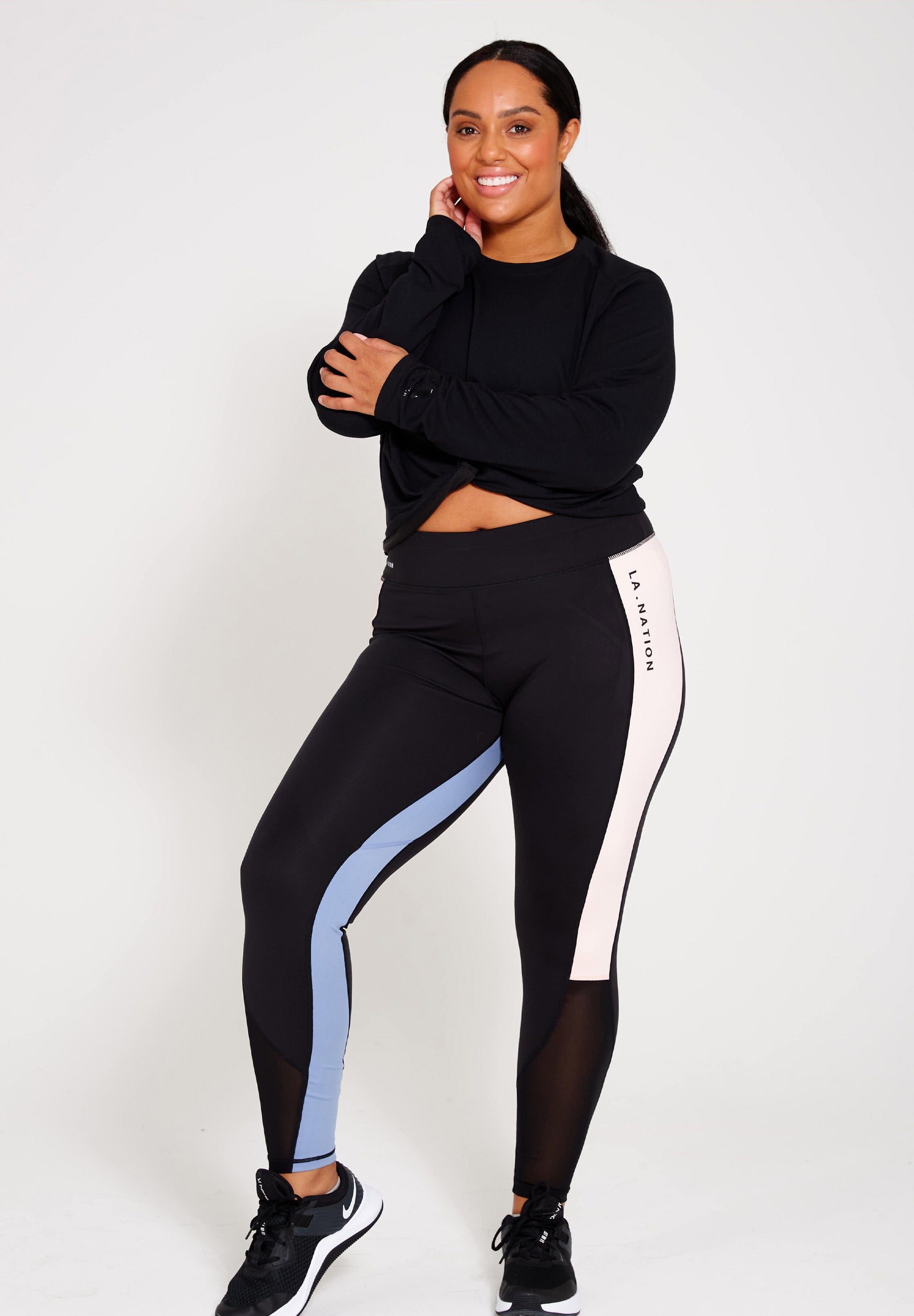 Ultra High Waisted Contrast Leggings-Black