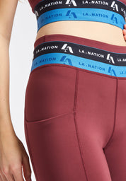 Full Length Leggings with Logo waistband-Purple - LA Nation Activewear