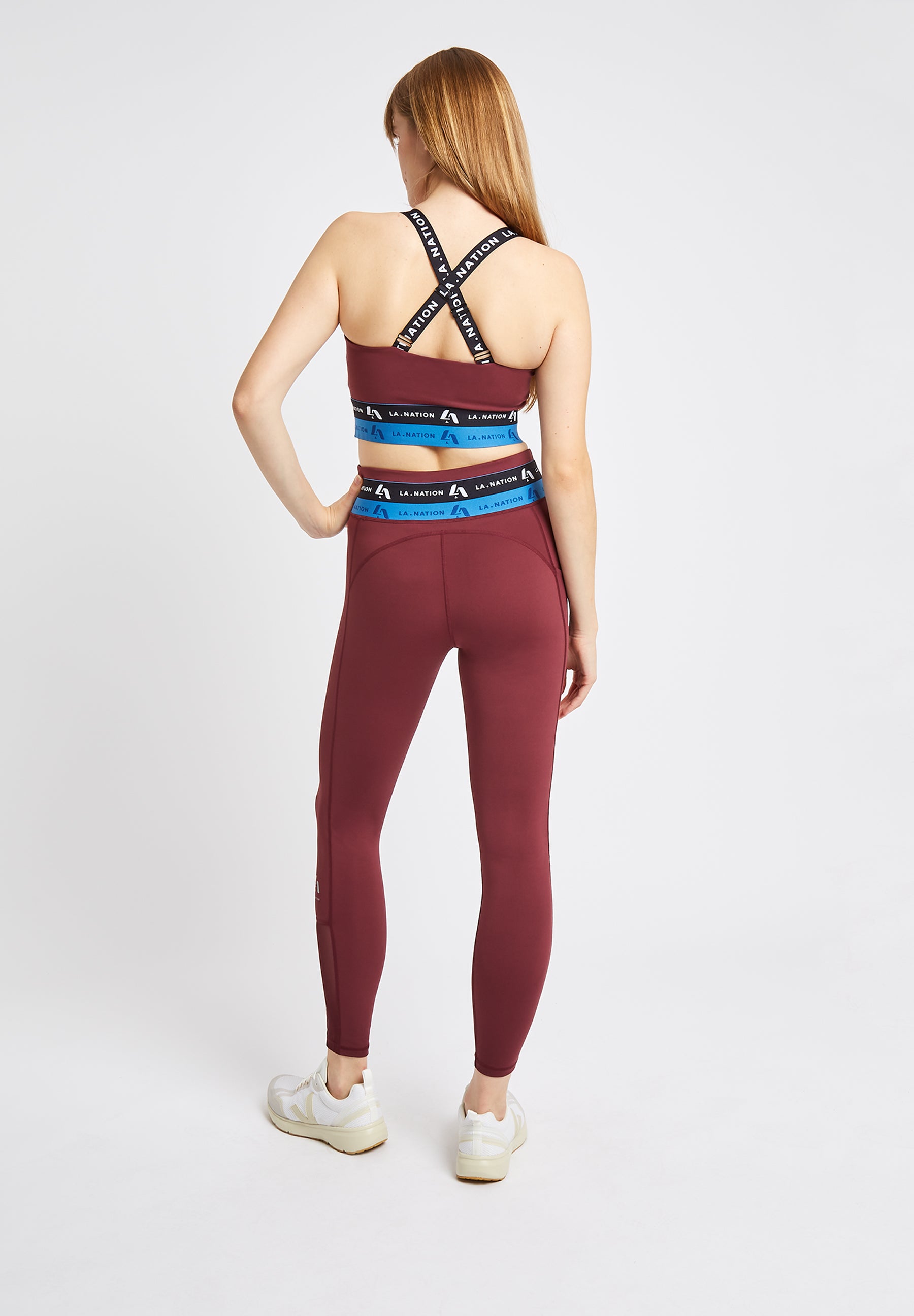 Full Length Leggings with Logo waistband-Purple - LA Nation Activewear