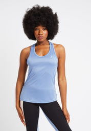 Long Line Open back Vest Top-Cornflour Blue