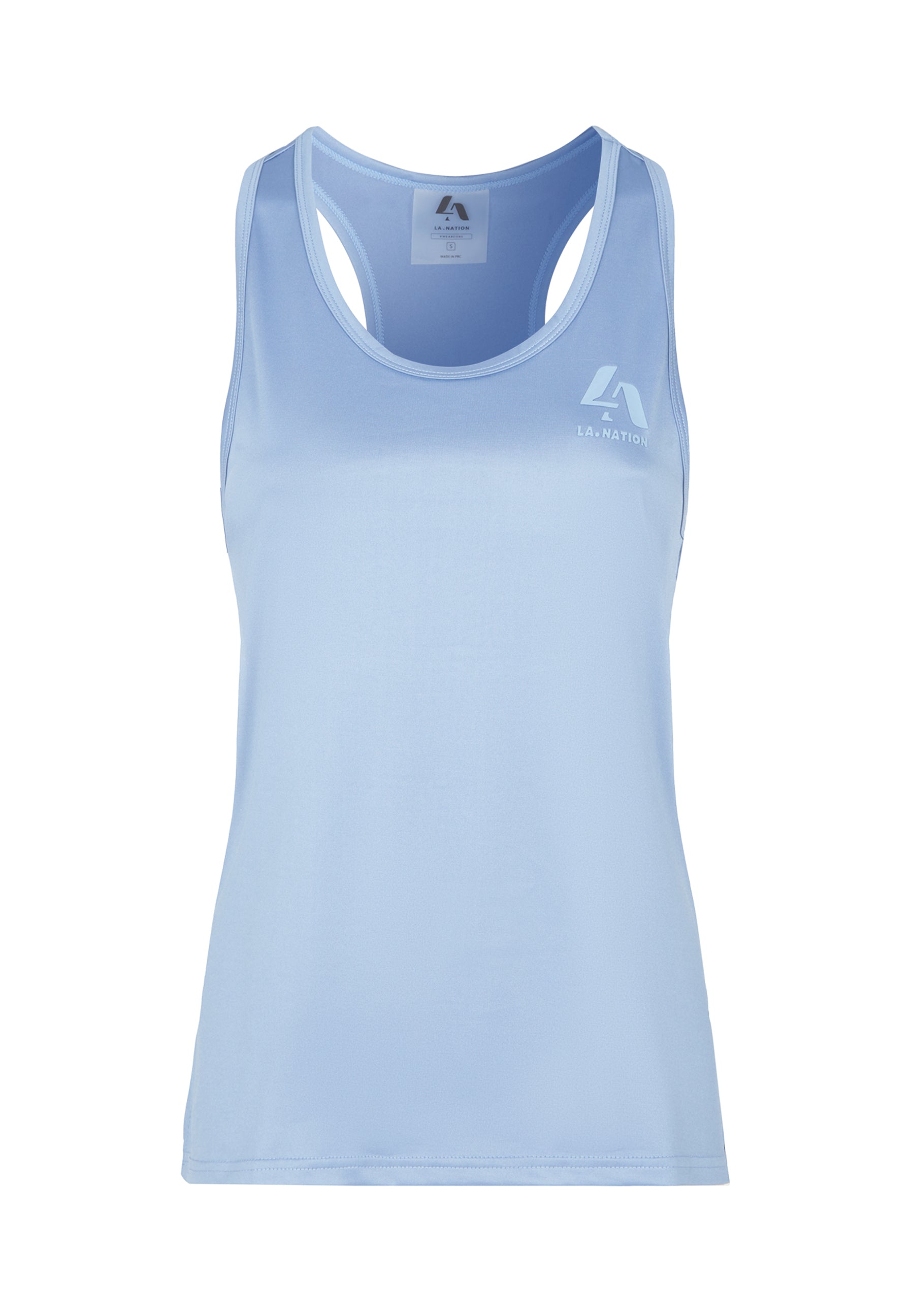 Long Line Open back Vest Top-Cornflour Blue