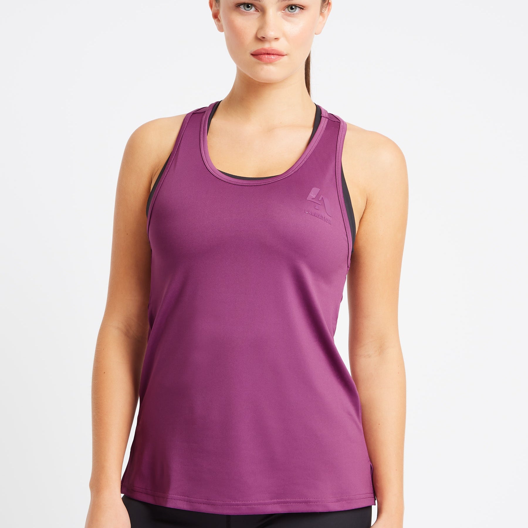 Long Line Open back Vest Top-Purple