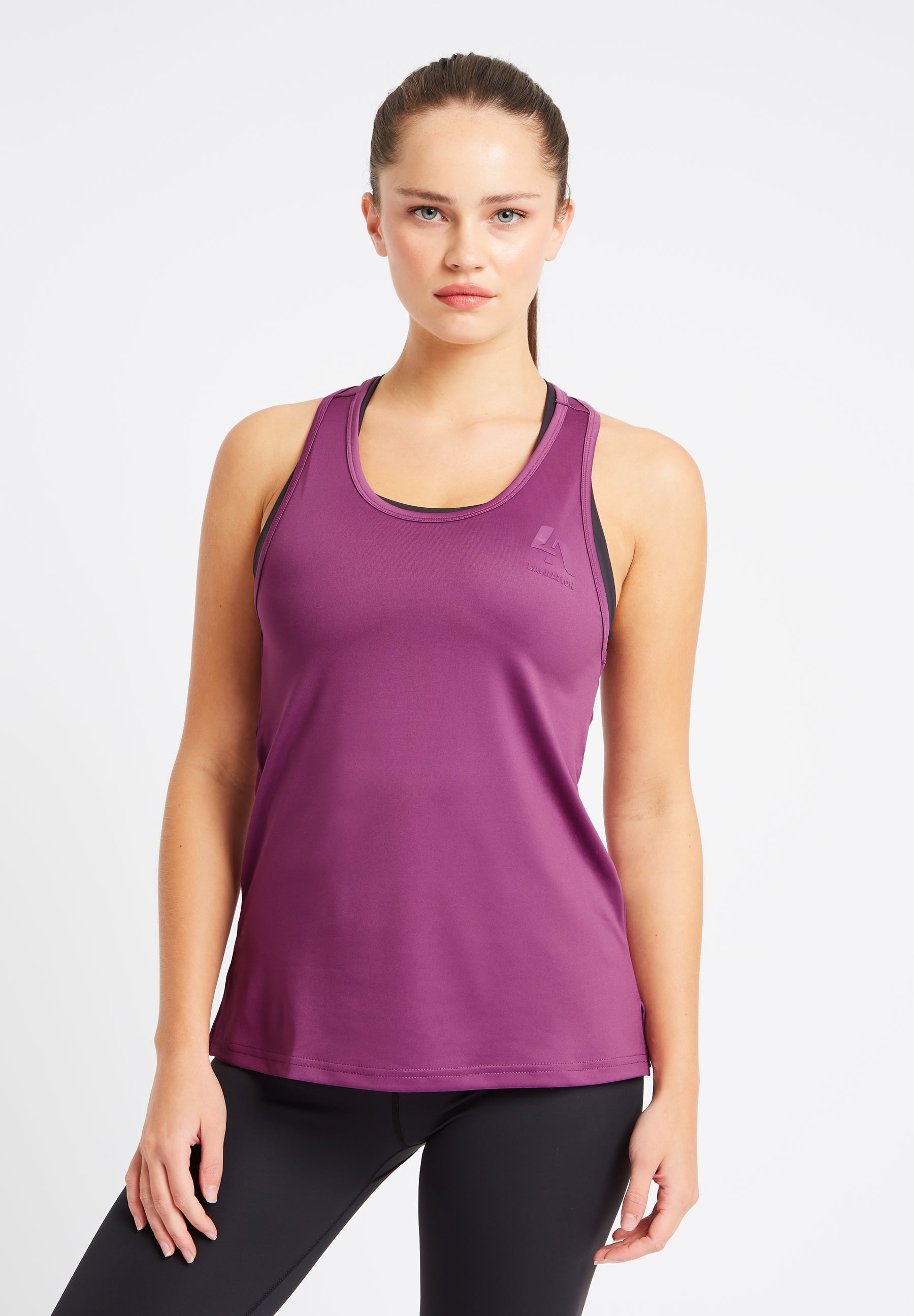 Long Line Open back Vest Top-Purple