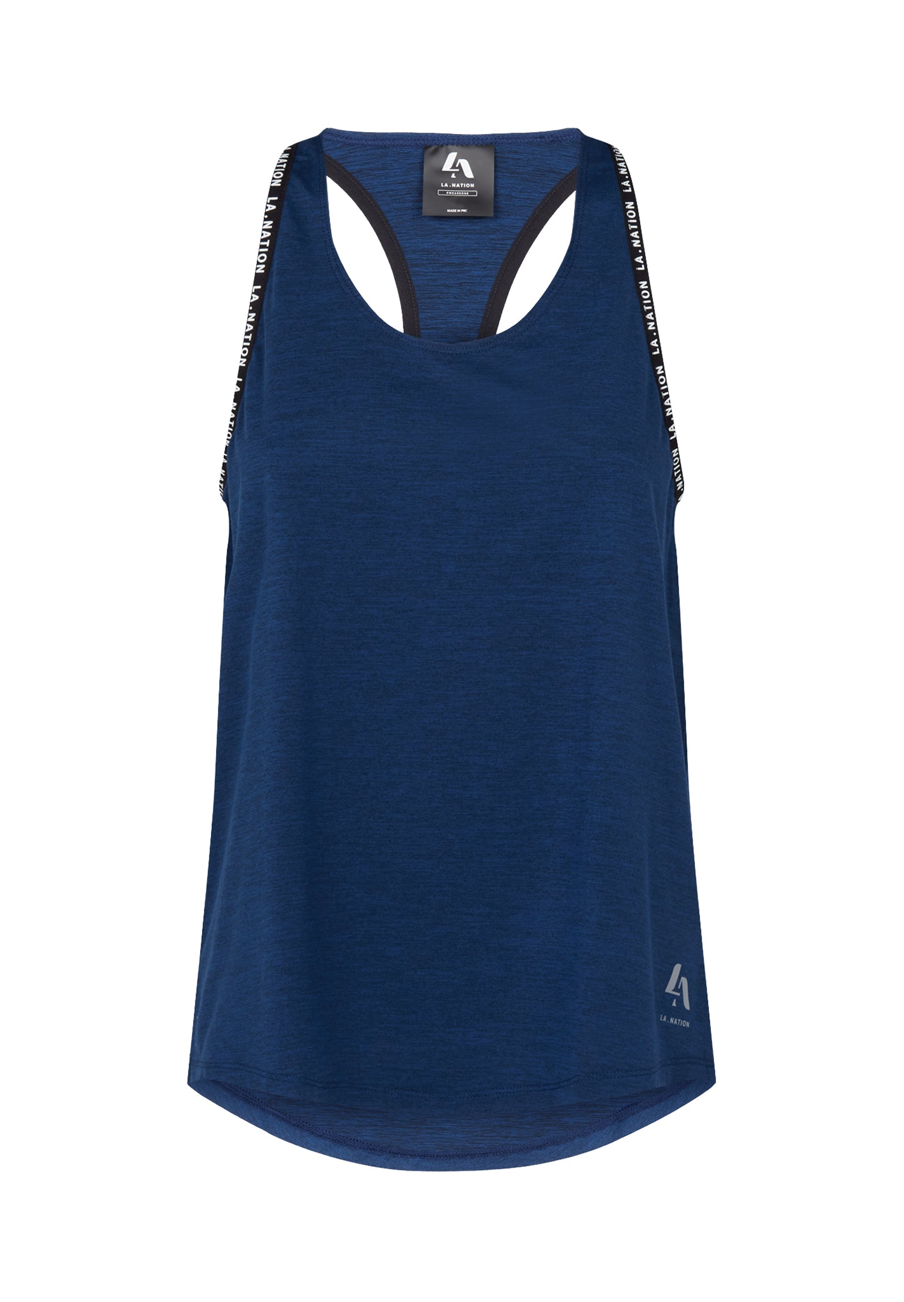 Long Line Sports Vest Top-Navy Blue