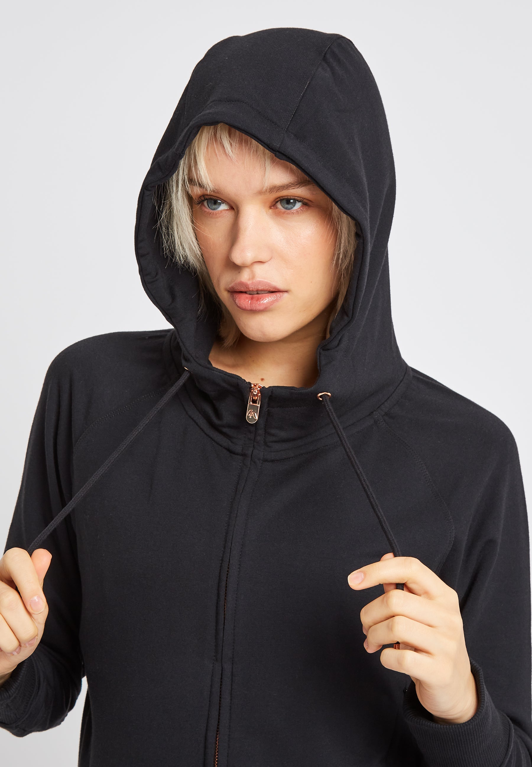 Lux Zip Up Hoodie-Black