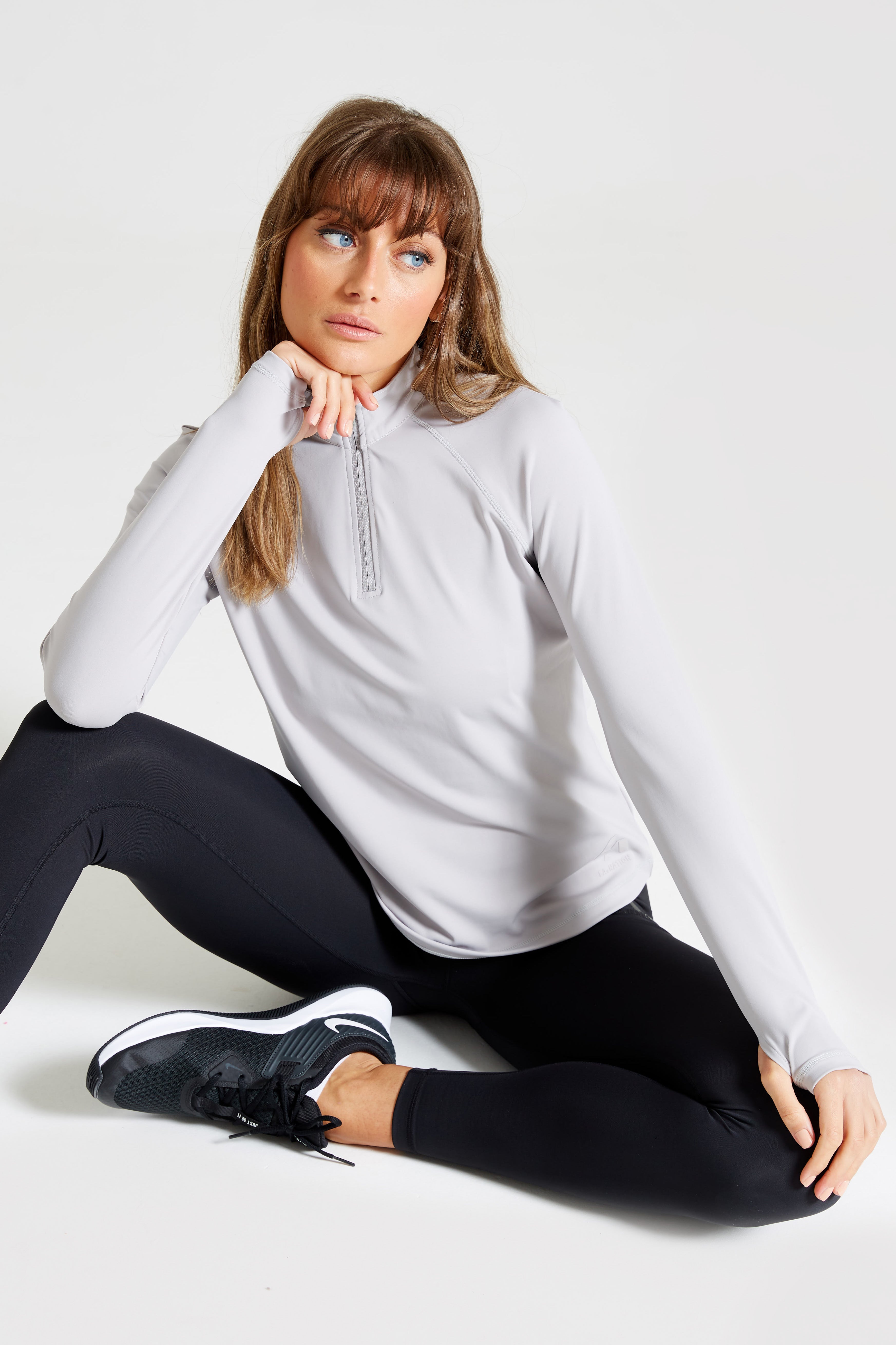 Performance Half Zip Long Sleeve Top-Grey