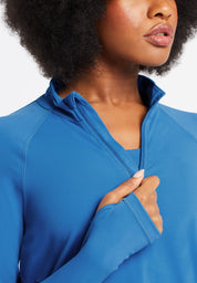 Performance Long Sleeve Half Zip Top-Sapphire Blue