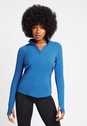 Performance Long Sleeve Half Zip Top-Sapphire Blue