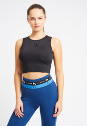 Performance Sleeveless Crop Top-Black