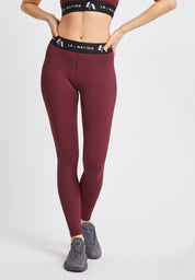 Signature High Waisted Full Length Leggings-Burgundy Purple