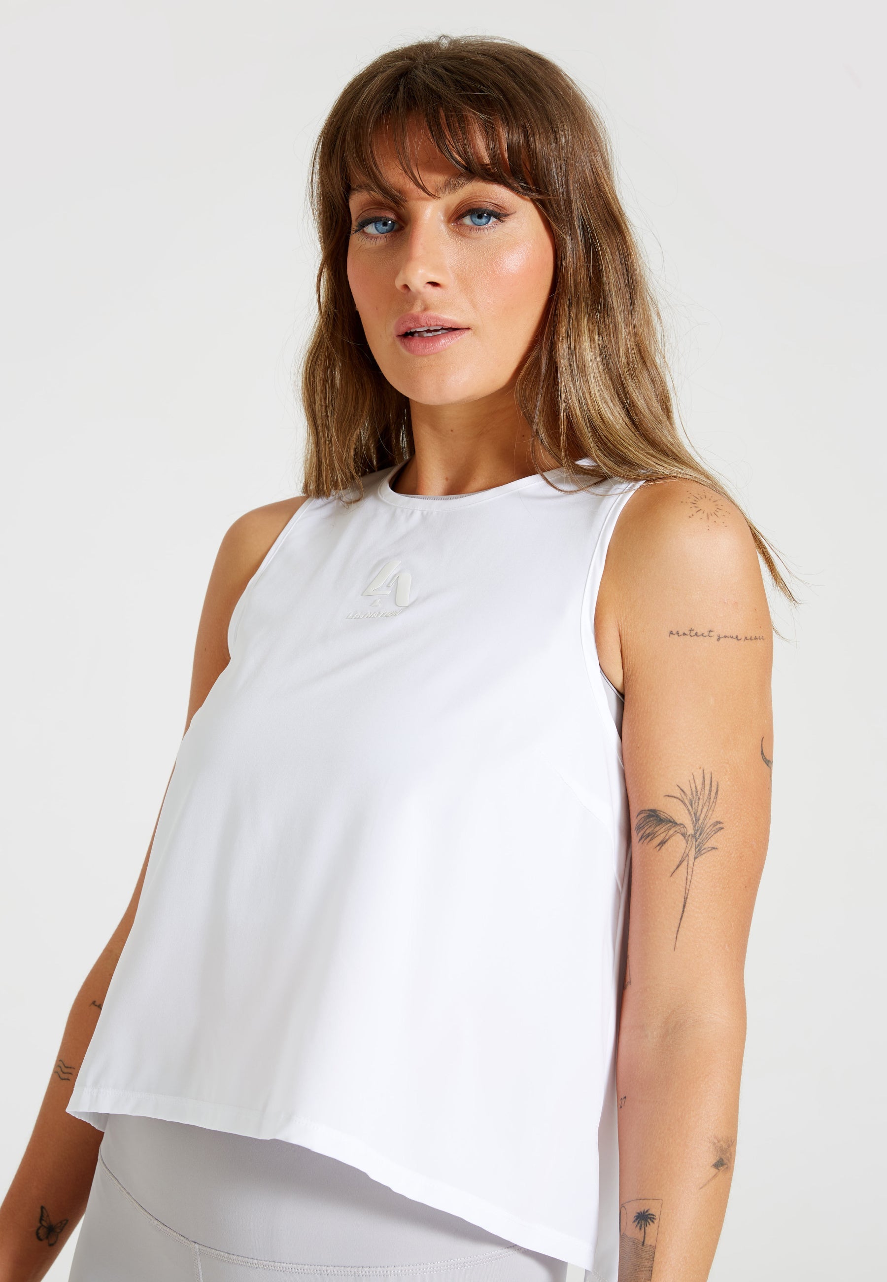 Sleeveless Split Top -White