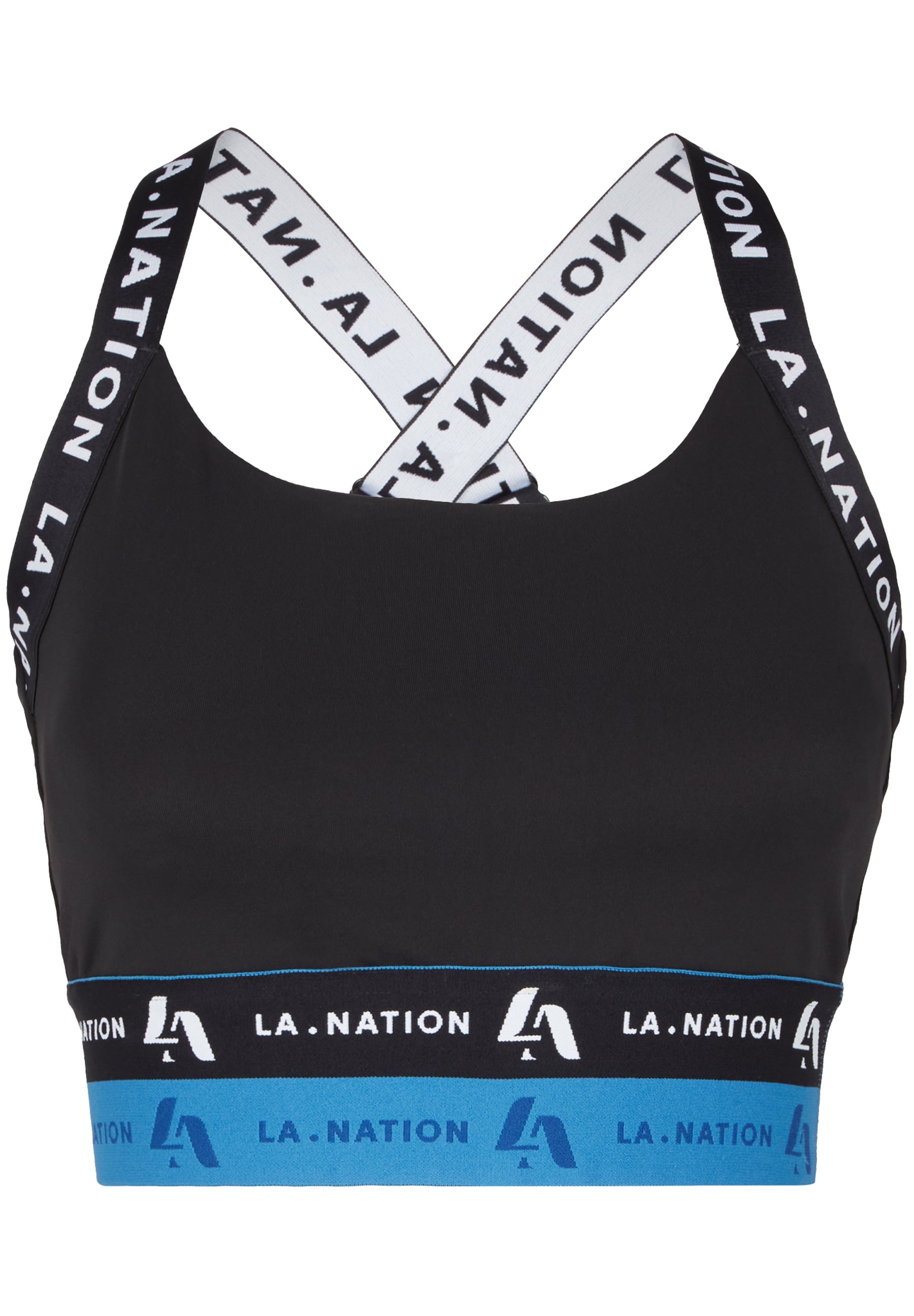 Sports Bra Top with Logo straps-Black