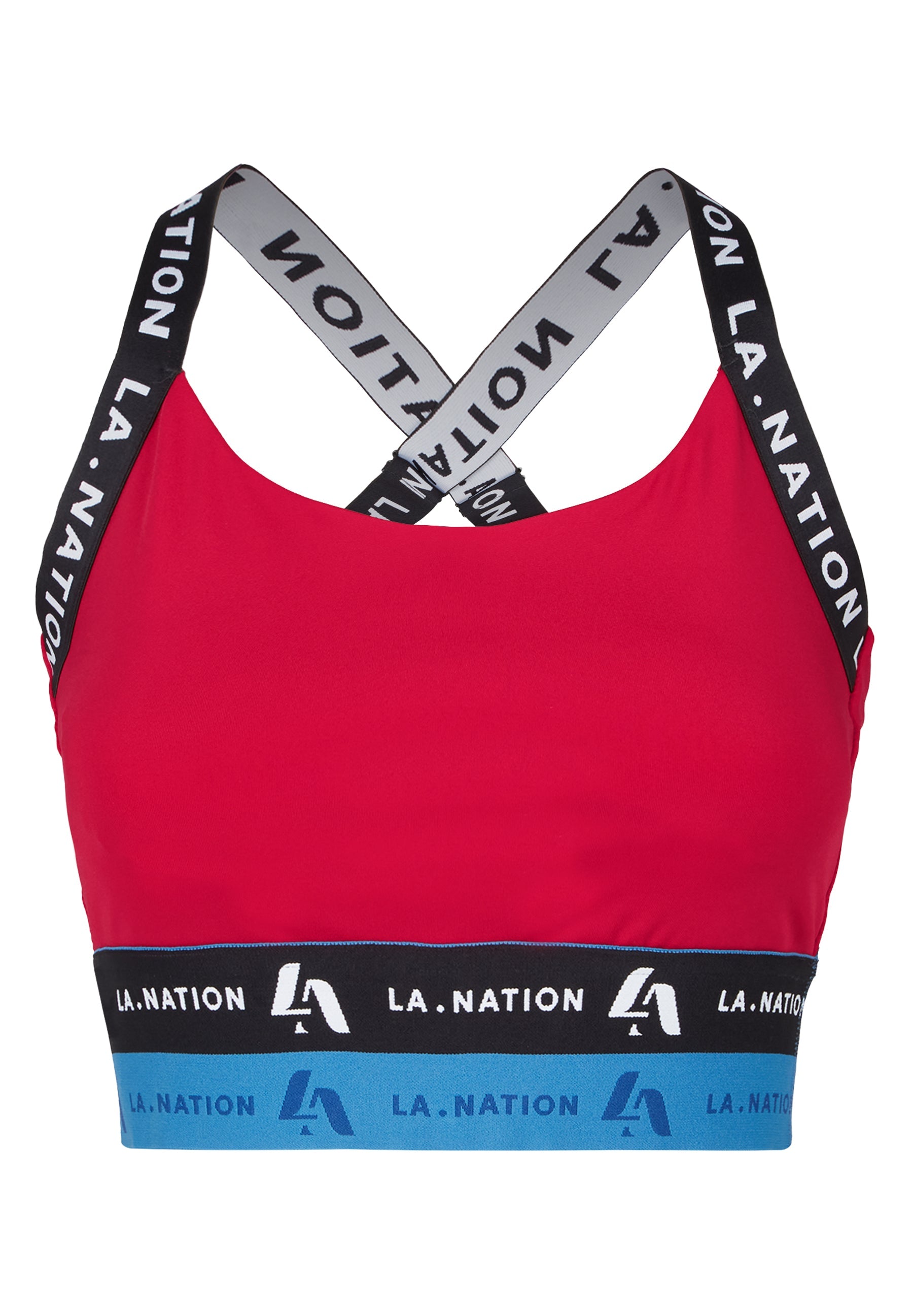 Sports Bra Top with Logo Straps-Pink