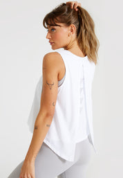 Sleeveless Split Top -White