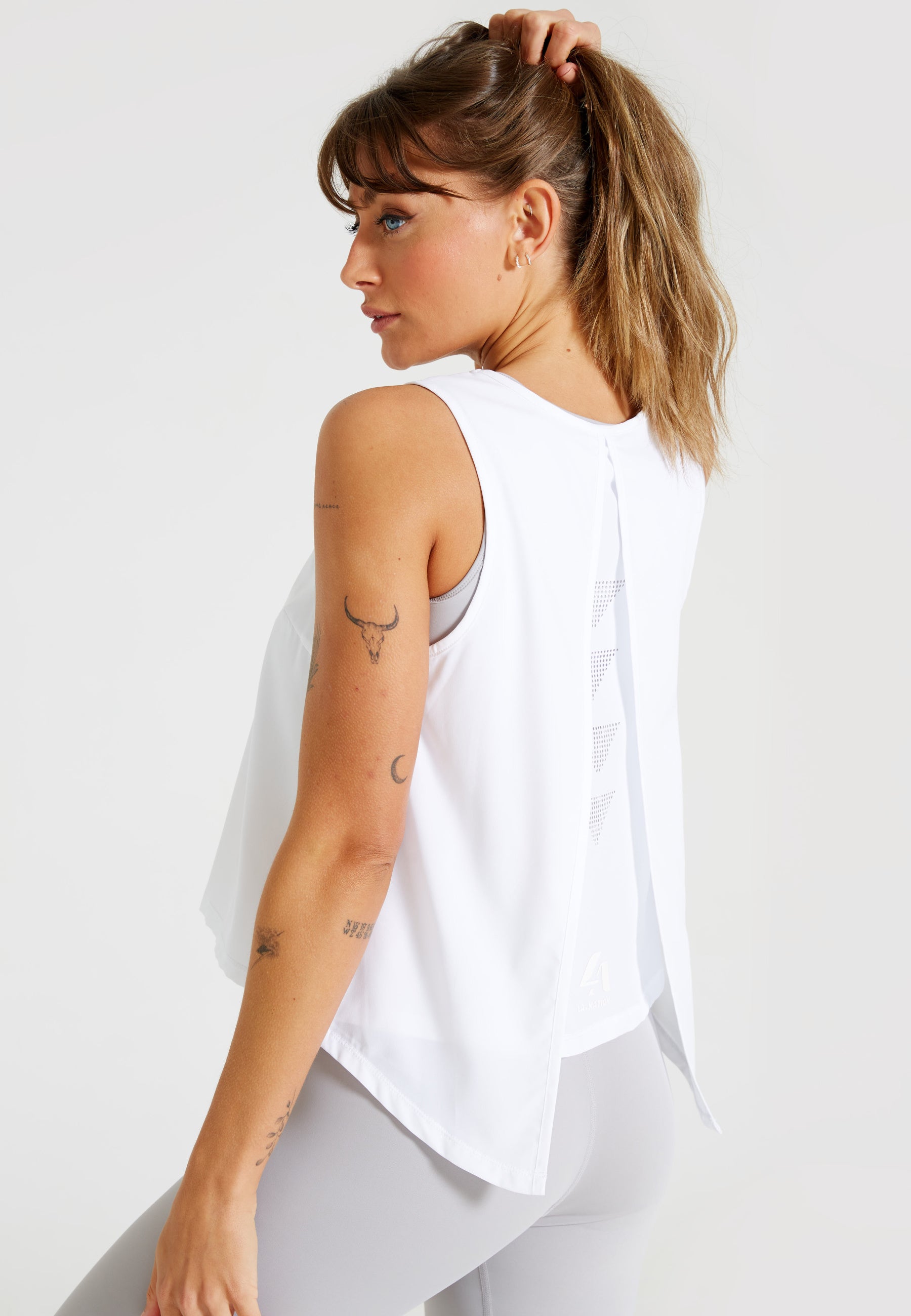Sleeveless Split Top -White